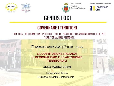 🔴 LA COSTITUZIONE ITALIANA: IL REGIONALISMO E LE AUTONOMIE TERRITORIALI | Anna Maria Poggi