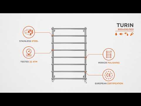 Водяной полотенцесушитель Mario Турин 1.1.4506.01.P (4820111353002, 800x530, хром/белый глянец/черный матовый)