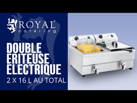 Friteuse professionnelle à doble cuve 4+4 litres avec robinet de vidange