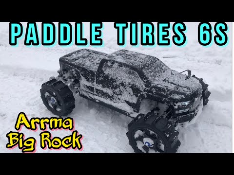 Arrma Big Rock On 6S Paddle Tires . Winter blast !  #new #rccar #speed #test  #winter # 6S