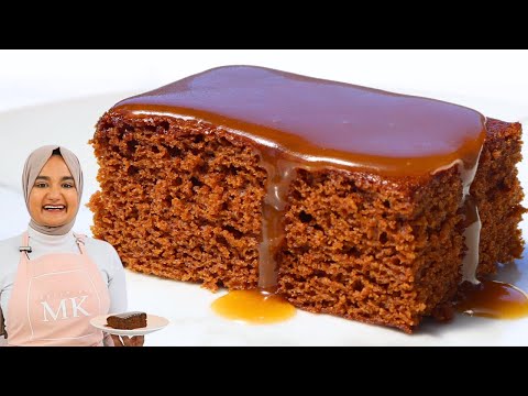 You've never had a moist GINGERBREAD CAKE like this before! Easy recipe with butterscotch sauce