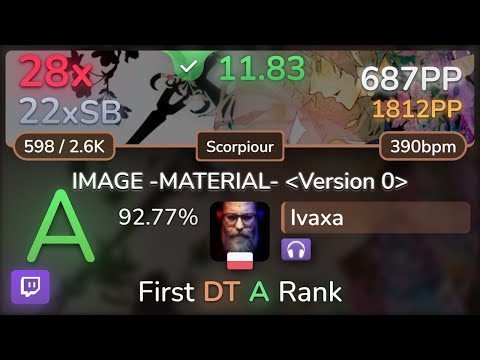 🔴🔔 11.8⭐ Ivaxa | Tatsh - IMAGE -MATERIAL- [Scorpiour] +NC 92.77% | 687pp 28❌ - osu!