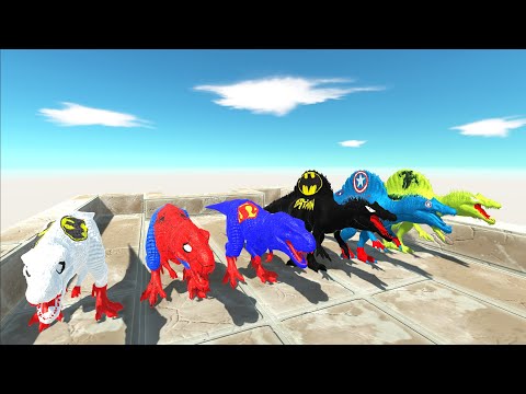 SUPER SPEED RACE SUPERHERO DINOSAURS VS MONSTER - Animal Revolt Battle Simulator