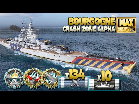 Battleship Bourgogne: MVP on map Crash Zone Alpha - World of Warships