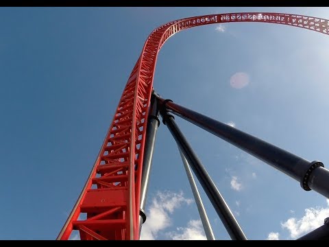 Red Fire Launched Coaster - Rare DOUBLE Rollback Front Seat POV - ViaSea Turkey