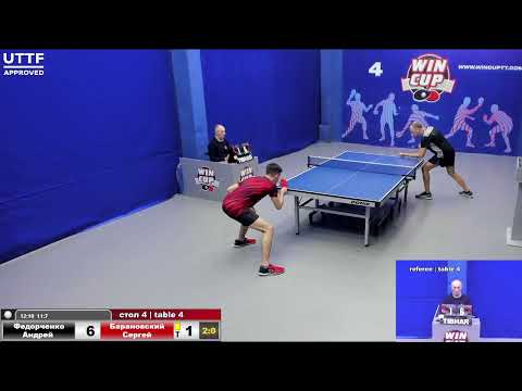 23:45 Федорченко Андрей (3:0) Барановский Сергей  стол 4 Юг-4  28.03.21