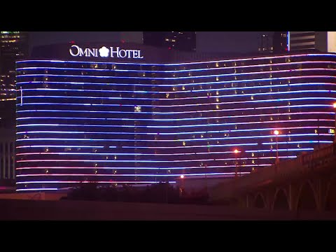 Dallas Skyline Goes Red, White And Blue For Memorial Day