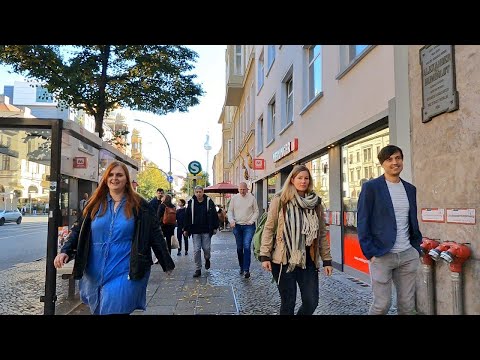 Walk in Berlin. Walking Oranienburger Str. in Berlin. Berlin Germany autumn walking tour. Museum Isl
