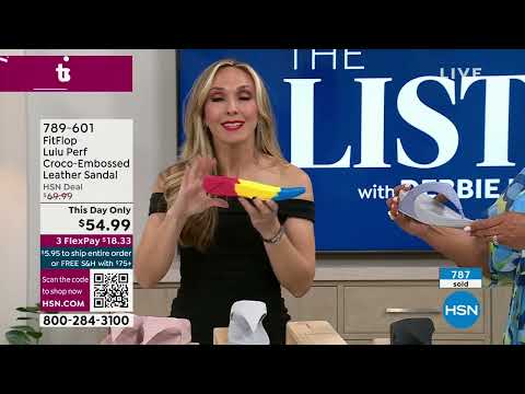 FitFlop Lulu Perf CrocoEmbossed Leather ToePost Thong Sa...