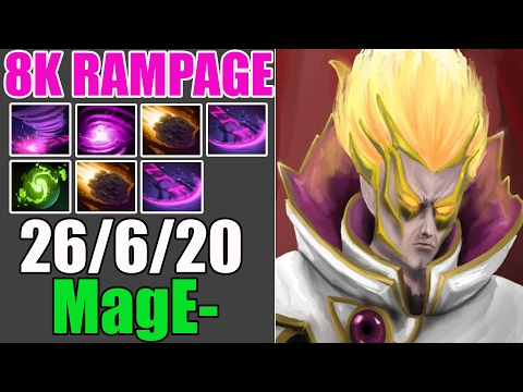 8K RAMPAGE - MagE- Plays Invoker WITH A RAMPAGE & Support By Miracle- [ Bristleback ] - Dota 2
