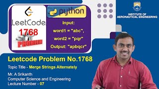 Download the video "Merge Strings Alternately | LeetCode Problem 1768 | Python Solution by Mr. A Srikanth"