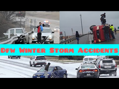 Icy Roads Cause Multiple Vehicles To Crash on 635 in Dallas. #dallas #winter #icy #amazon