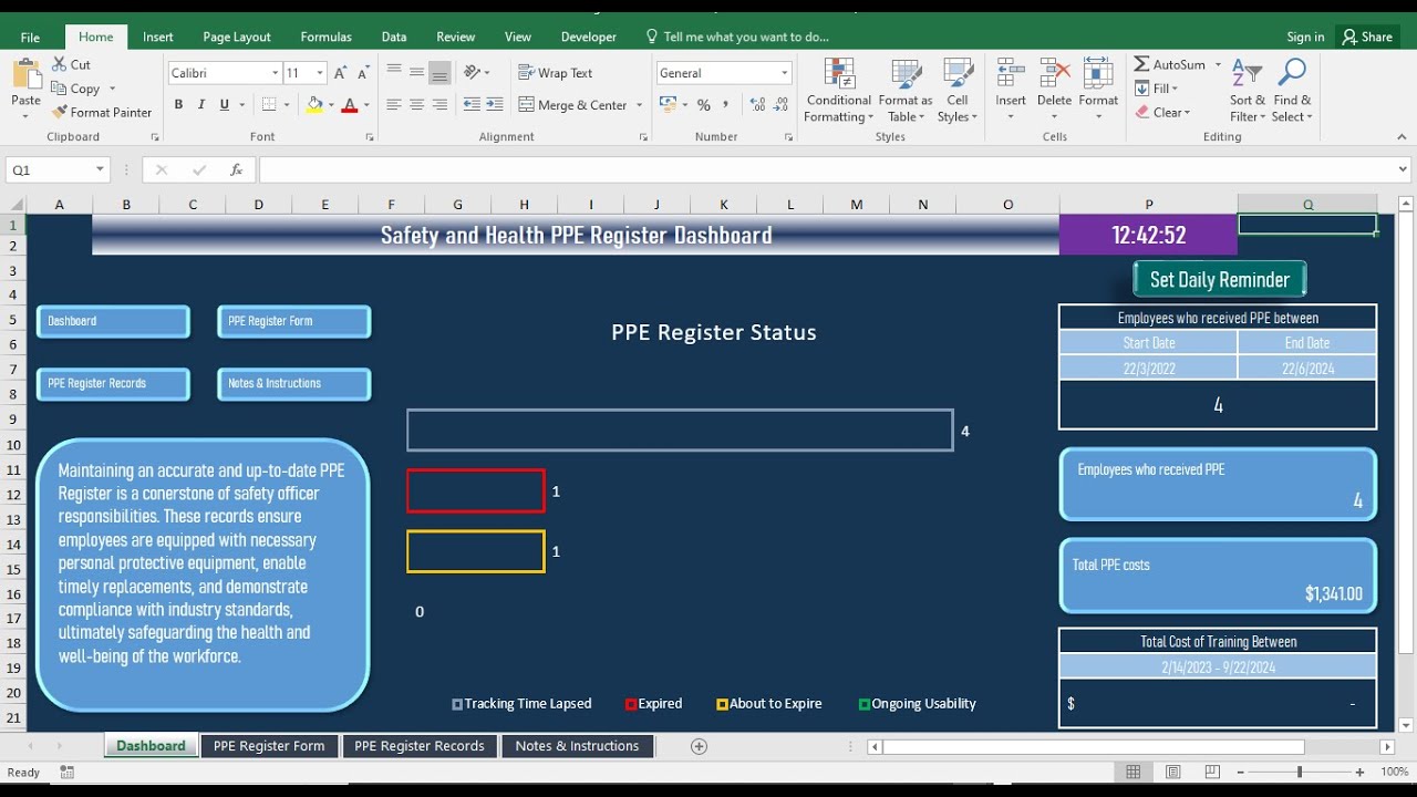 Employee PPE Register Data Capturing Template - SHEQ Officers