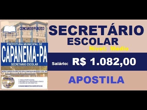 Apostila Concurso Prefeitura de Capanema PA 2018 Cargo Secretário Escolar