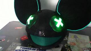 Custom Mouse Heads - Black Head with Green LEDs, EL Wire For Sale