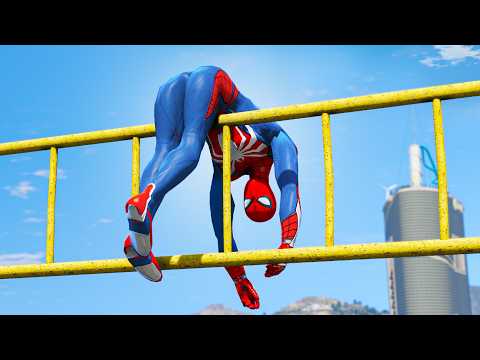 GTA 5 SPIDERMAN CRAZY JUMPS/FALLS (GTA 5 Spider-Man Fails) #3