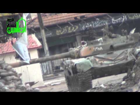 رصد كتيبة الفقهاء الصالحين لدبابة تقصف حي القدم في مدينة دمشق