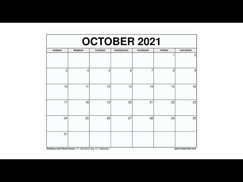 Printable October 2021 Calendar Templates with Holidays - VL Calendar