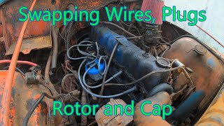 Swapping the Spark Plugs, Wires, Cap and Rotor on the 1979 CJ7 with the 258 (inline six).