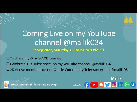 Live Session to Share Oracle ACE Journey 10K Subscriber Celebration 