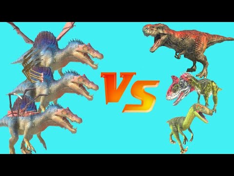 SPINO MUTANT BROTHERS VS 3X CARNIVORE DINOS  - ANIMAL REVOLT BATTLE SIMULATOR
