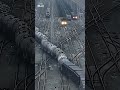 Huge freight train moves like a snake