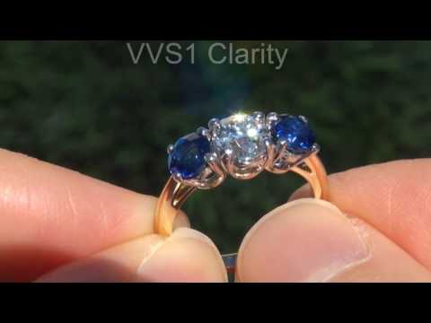 Diamond & Blue Sapphire Engagement Ring