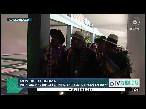 El presidente Luis Arce entrega un paquete de obras en Poroma