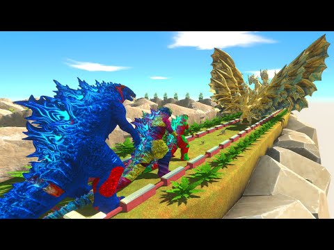 Color Full Godzilla 2023 Size Comparion vs X3 Ghidorah Death Run in Animal  Revolt Battle Simulator!