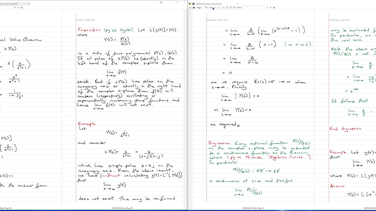 ECNG1016 Initial and Final Value theorems