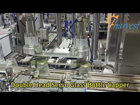 Dual Head Glass Bottle Screw Cap Tightening Machine, Servo Grabbing Spinning Capping Machine