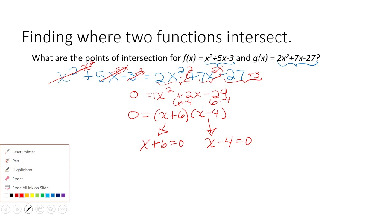 Finding Intersections of Two Functions