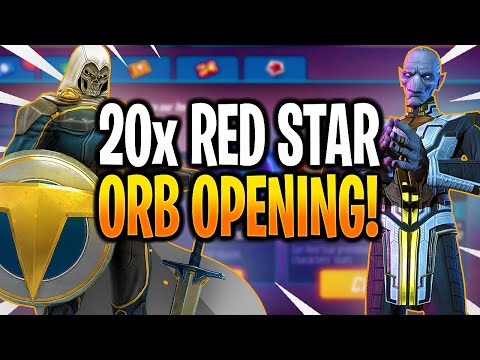 *NEW* 20x RED STAR ORB OPENING & ELITE 4! - MARVEL Strike Force - MSF