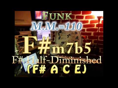 F#m7b5 Half-Diminished (F# A C E) One Chord Backing Track - Funk M.M.=110