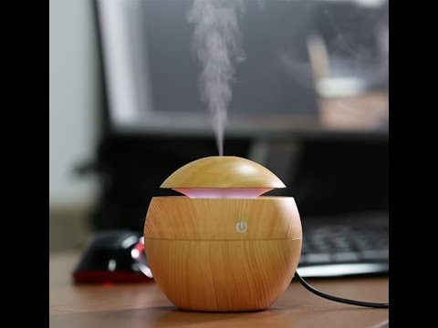 Ultrasonic Aroma Humidifier Diffuser for Home (Multi-Colour LED, 4IN, 200ml Tank) - Wooden Oak Brown