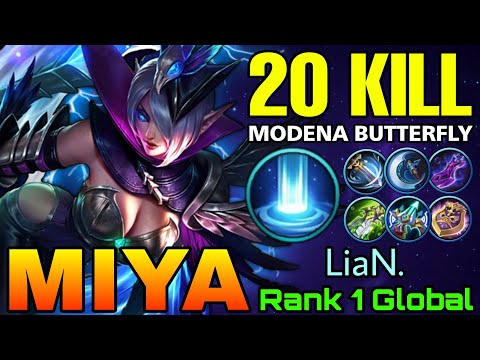 20 Kills Miya Modena Butterfly Sidelane with Arrival META! - Top 1 Global Miya by LiaN. - MLBB