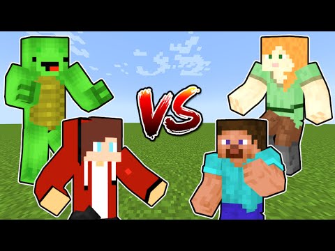 NoZenCraft - JJ and Mikey VS Steve and Alex (Minecraft Battle)