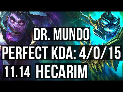 DR. MUNDO vs HECARIM (JUNGLE) | 4/0/15, Rank 14 Mundo | BR Grandmaster | v11.14