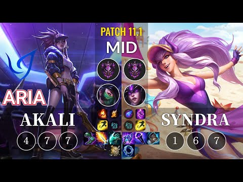 CGA Aria Akali vs Syndra Mid - KR Patch 11.1
