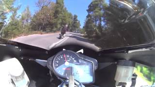 preview picture of video 'Awesome superbike rider follow supermoto in uphill section'