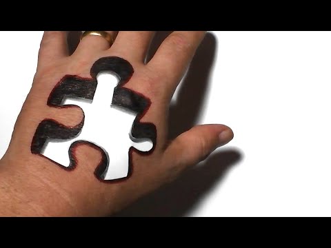 Trick Art on Hand | Cool 3D Jigsaw Puzzle Piece Hole Optical Illusion