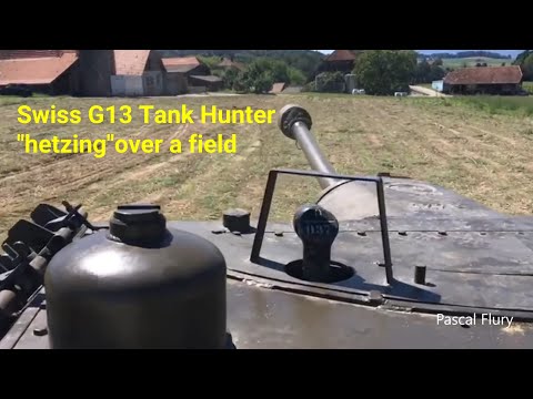 Swiss G13 Tank Hunter (Hetzer) "hetzing"over a field.