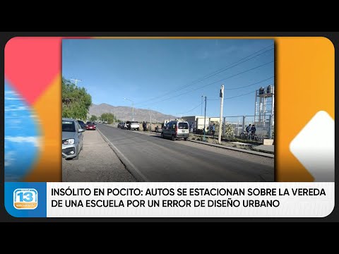 Insólito en Pocito: autos se estacionan sobre la vereda de una escuela por un error de diseño urbano