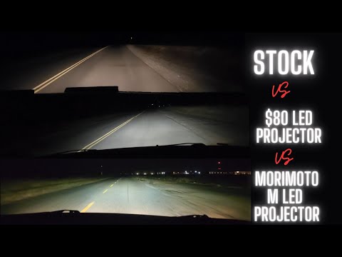 Stock Halogen Bulb vs Cheap $80 Bi-LED Projectors vs Bi LED Morimoto M LED projectors