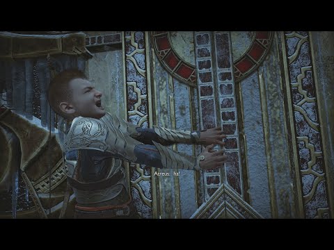 Atreus Tries To Open The Door Like Kratos - God Of War: Ragnarök