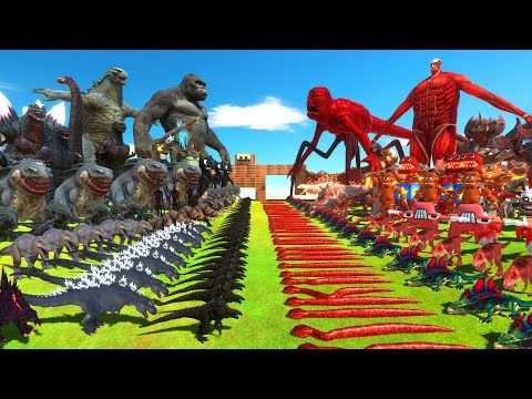 Dark Monster War - Team Dark Godzilla 2014 x Kong VS Team Titanus Red x Colossal Titan - ARBS