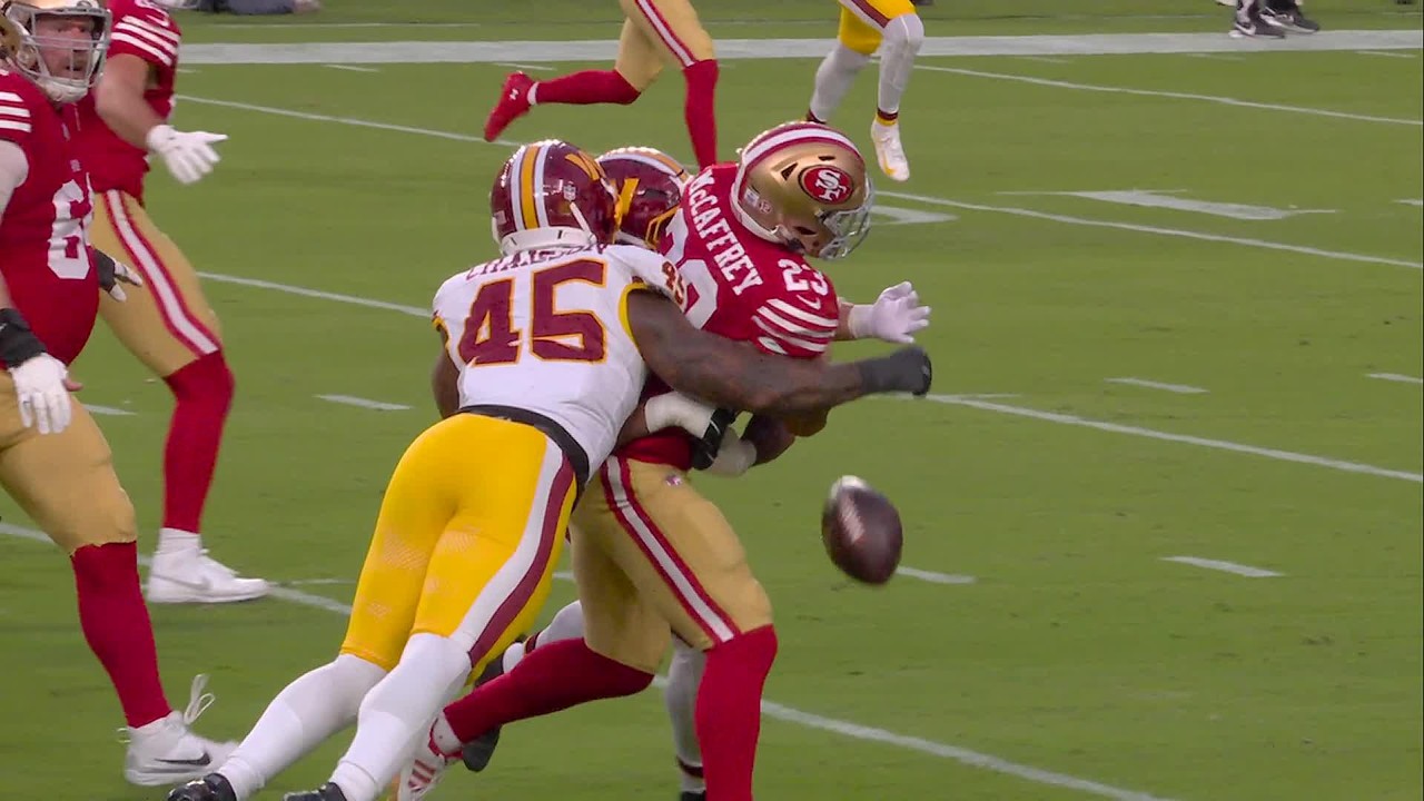FORCED FUMBLE BY KLAVON CHAISSON AND RECOVERED BY THE COMMANDERS