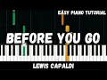 Lewis Capaldi - Before You Go (Easy Piano Tutorial)