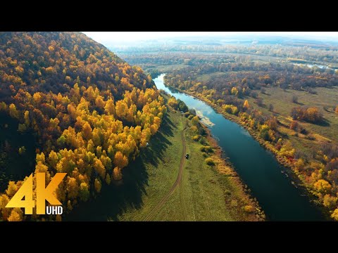 8 HRS Scenic Autumn from the Urals to Siberia - 4K Cinematic Nature Film with Beautiful Music
