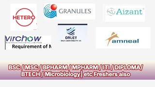 Latest Pharma Jobs this week| Hetero | Granules etc